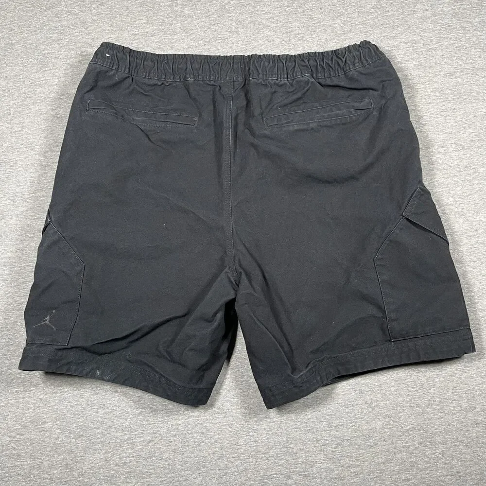 Jordan Cargo Shorts Mens XL Black Cotton Pockets Elastic Waist Drawstring